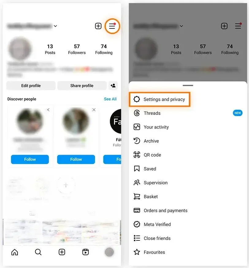 How to permanently delete your instagram account - Select settings