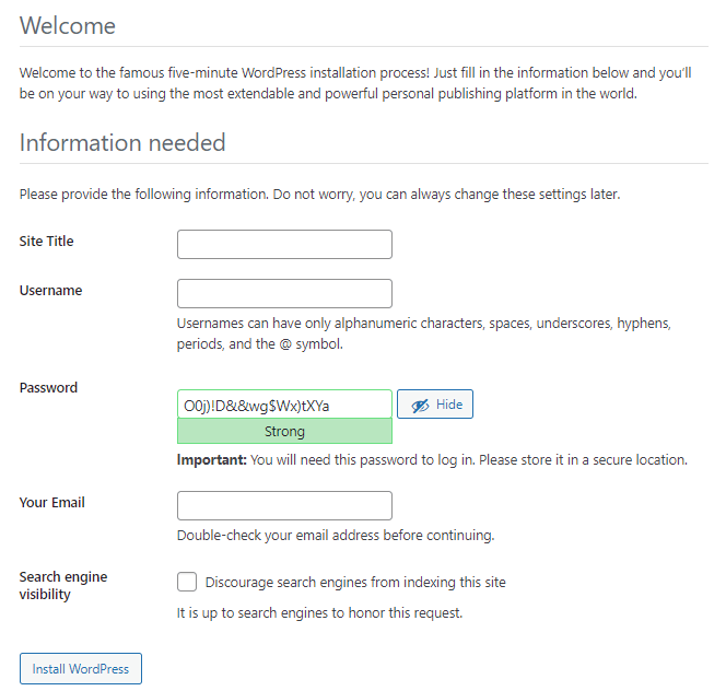 Additional information WordPress