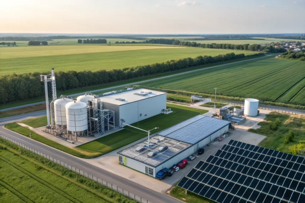 hydrogen value chain electrolysis plant with green land and photovoltaic plant